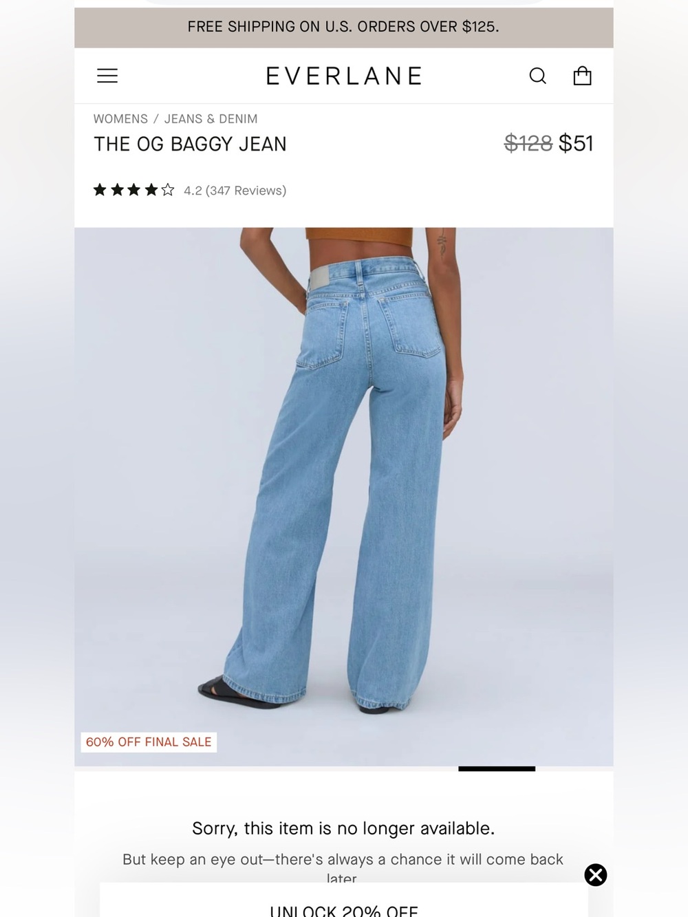 Organic Cotton Everlane The Baggy Jean Sz 30 Reg - Picture 2 of 8